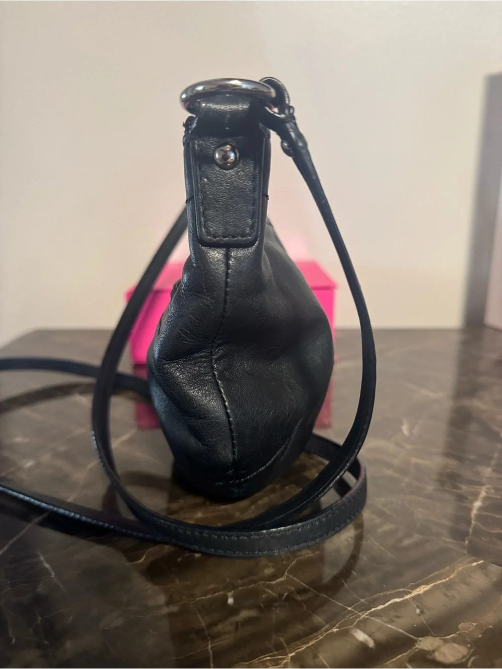 Coach Ashley small crossbody bag black leather silver hardware cursive logo. - Picture 2 of 12